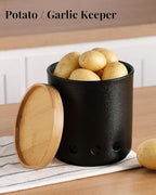 LoeJan 360° Rotating Ceramic Utensil Holder for Kitchen Countertop – Cooking Utensil Crock Organizer with Non-Slip Cork Base for Farmhouse Kitchen Decor, Textured Black