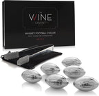 The Wine Savant Football Whiskey Stones, Superbowl Chillers, Whiskey Rocks, Great for Parties or for Bar Use Tool, 6 Stones Rocks Cubes for Whiskey, Bourbon Vodka, Scotch