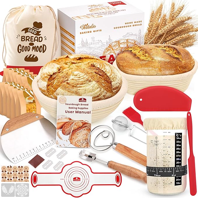 Sourdough Starter Kit, Sourdough Bread Baking Supplies, Sourdough Kit Home and Kitchen, Sour Dough Starter Kits, Sourdough Jar, Bread Proofing Basket, Sourdough Bread Basket, Sour Dough Kit Tools