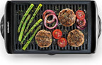 Chefman Electric Smokeless Indoor Grill w/ Non-Stick Cooking Surface & Adjustable Temperature Knob from Warm to Sear for Customized BBQing, Dishwasher Safe Removable Water Tray, Black