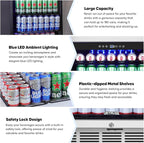 ORYMUSE 24" Beverage Refrigerator, 180 Can Under Counter Drink Cooler with Glass Door & Lock, Built-in or Freestanding Mini Fridge with Quiet Compressor Cooling for Beer, Soda & Wine