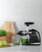 Juicer Machines - AMZCHEF Cold Press Masticating Juicer whole Fruit and Vegetable - Delicate Chew No Need to Filter - BPA Free Juice Extractor with 2 Cups and Brush- Ebony