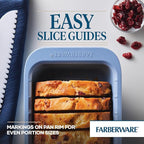 Farberware Easy Solutions Nonstick Bakeware Meatloaf/Loaf Baking Pan, 9 Inch x 5 Inch with Portion Marks - Blue
