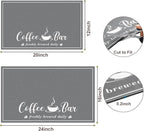 CooRug Absorbent Coffee Mat, Fashion Dish Drying Mat for Kitchen Counter Coffee Bar Accessories Espresso Machine Dish Rack 12" x 20" Dark Grey
