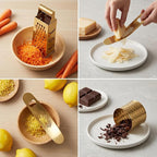 Box Grater 4pcs Set - Gold Color with Container, Stainless Steel Garlic Press、Corn Peeler & Peelers for Fruits, Vegetables,box cheese grater stainless steel