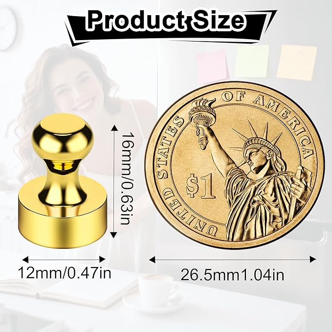 Tiergrade Metallic Magnets, Refrigerator Magnets, 20 Pack Gold Magnetic Push Pins, Strong Fridge Magnets, Multi-use Whiteboard Magnets Perfect for Kitchen Office Classroom
