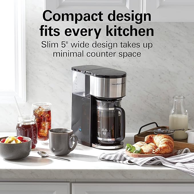Hamilton Beach Home Barista 7-in-1 Small Coffee Maker with Seven Ways to Brew, 6 Cup Carafe, Drip, Single Serve, French Press, Pour Over, Cold Brew, Easy-Fill Reservoir, Black (46251)