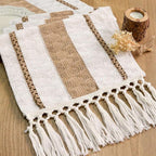 FEXIA Boho Table Runner for Hoilday Spring Home Decor with Tassels Pottery barn Furniture Farmhouse Rustic Macrame Burlap Table Decoration for Living Room (12x36 Inches)
