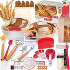 EWFEN Sourdough Starter Kit with Round & Oval Banneton, Complete Sourdough Bread Baking Supplies, Bread Proofing Basket with Starter Jar, Bread Making Tools Kit for Beginners & Bakers