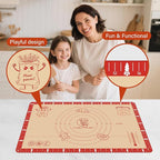 Non-Slip Silicone Baking Mat - 32x24 inch Extra Thick Pastry Mat with Measurements for Sourdough, Macarons, Bread, Pizza, Dough Rolling, Kneading, Oven Mat Heat Resistant to 480°F for Baker