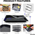 5 Pack Catering Trays with Lids – 15" Serving Tray with Lid, Heavy Duty Recyclable Plastic Party Platters for Catering, Buffet, Picnics & Events – Food Trays with Clear Lid (15.35 × 11.42 × 2.95 inch)