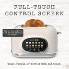 Rae Dunn Retro Digital Electric Toaster, 2 Slice Stainless Steel Toaster With Touchscreen, Countdown Timer, 6 Shade Settings, Wide Slots, High Lift Lever, Bagel, Defrost & Reheat, Digital Cream