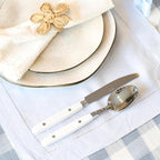 ANNOVA Silverware Set, Retro/Rivet Colorful Stainless Steel Tableware Kitchen Flatware Set Utensils, Includes Dinner Knives, Forks, Spoons, Salad Forks & Dessert Spoons (White, 20 Pieces)