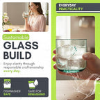 COURONNE CO. Clear Recycled Drinking Glass Tumbler, Perfect for Cocktails, Refreshments & Everyday Use, Restaurant Grade, Crafted without lead-based materials (10.1 Oz, Flora), Pack of 6