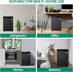 roomwell E-Star 2.6 Cu Ft Mini Fridge without Freezer - Black Mini Fridge AUTO DEFROST, Reversible Single Door, Glass Shelf Refrigerator - A Space-Saving Marvel for Your Bedroom, Dorm, and Office