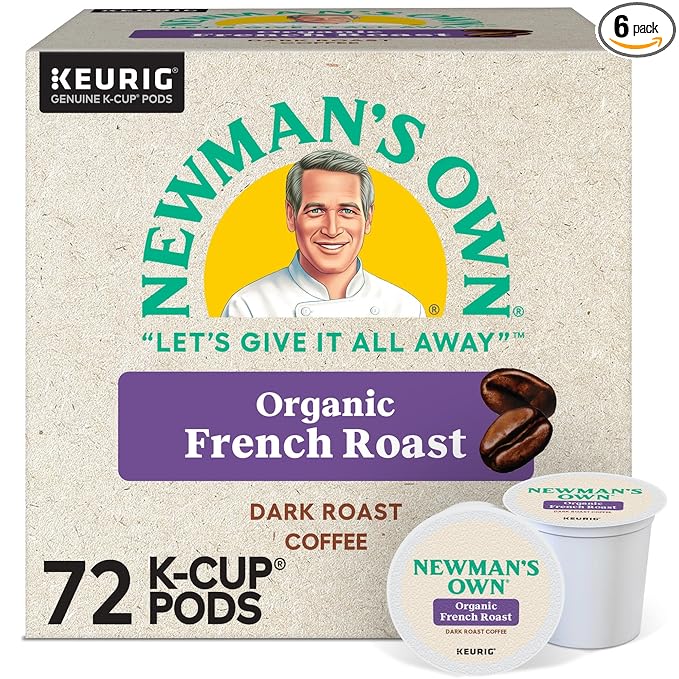 Newman's Own Organics French Roast Keurig Single-Serve K-Cup Pods, Dark Roast Coffee, 72 Count