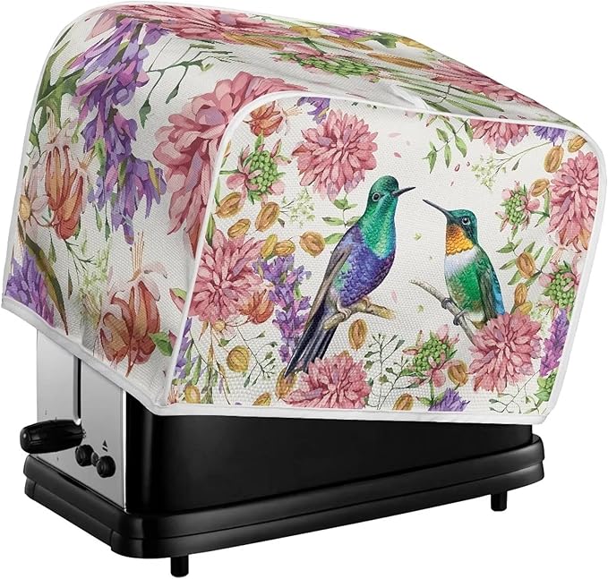 JEOCODY Hummingbird Toaster Cover With Handle - 4 Slice Appliance Cover for Bread Maker, Kitchen Small Appliances, Universal Size Microwave Oven - Dustproof