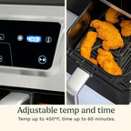 Cuisinart Dual Basket Air Fryer, Two Baskets 11 Qt in Total, 6 Functions: Air Fry, Roast, Bake, Broil, Dehydrate & Keep Warm, Features Sync Finish & Sync Settings, Toss Reminder & Auto-Pause, ADZ-112
