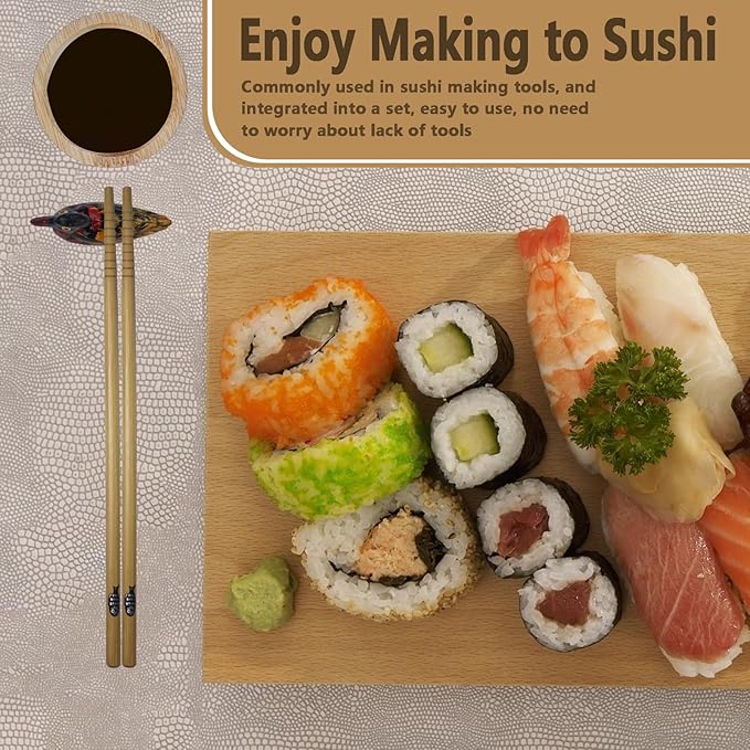 Sushi Making Kit, All-in-One Bazooka Roller Set, with Bamboo Mats, Sushi Bazooka, Avaocado Slicer, Chopsticks, Sauce Dish, Rice Paddle