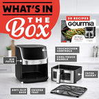 Gourmia Air Fryer - 7 Qt Large Capacity with LED Display, 12 One-Touch Presets, FryForce 360° Technology, Nonstick Dishwasher-Safe Basket & Crisper Tray, Stainless Steel