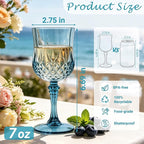 Plastic Wine Glasses, Plastic Goblets Vintage Style Cordial Unbreakable Drinking Glasses, Reusable Drinkware for Wedding Reception, Grand Event Party Supplies (48, Dusty Blue)