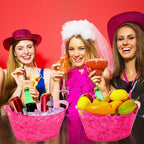meekoo 6 Pcs Plastic Ice Buckets Bulk with Handles 4.5L Oval Storage Tub Large Capacity Ice Drink Bucket for Party Bar Wine Beer Champagne Beverage Bottle Cooler (4.5 L,Rose Red)