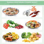 Buylorco Stainless Steel Folding Vegetable Steamer Insert for Veggie & Seafood Cooking (fits pots 5" to 9")