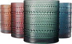 Khen Plastic Hobnail Drinking Glasses Set of 4 Neutral Tones Cups 14oz, Shatterproof & Unbreakable Acrylic Beaded Design, BPA-Free, Dishwasher Safe Indoor/Outdoor Drinkware for Water, Juice, Cocktails