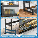 SNSLXH 𝐋𝐚𝐫𝐠𝐞 2-Tier Over The Sink Dish Drying Rack, 33.66"×31.1"×11.81", Large Sink Rack for Kitchen, Saving Kitchen Space, Cover Design Holds Dishes, Bowls, and Cutlery, Kitchen Sink Shelf