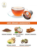 Coconut Rooibos Tea Pods for Keurig - Organic Ginger Tea, Rooibos, Cinnamon, Cardamom, Coconut by Coconut Island Teavity (24 Tea Pods)