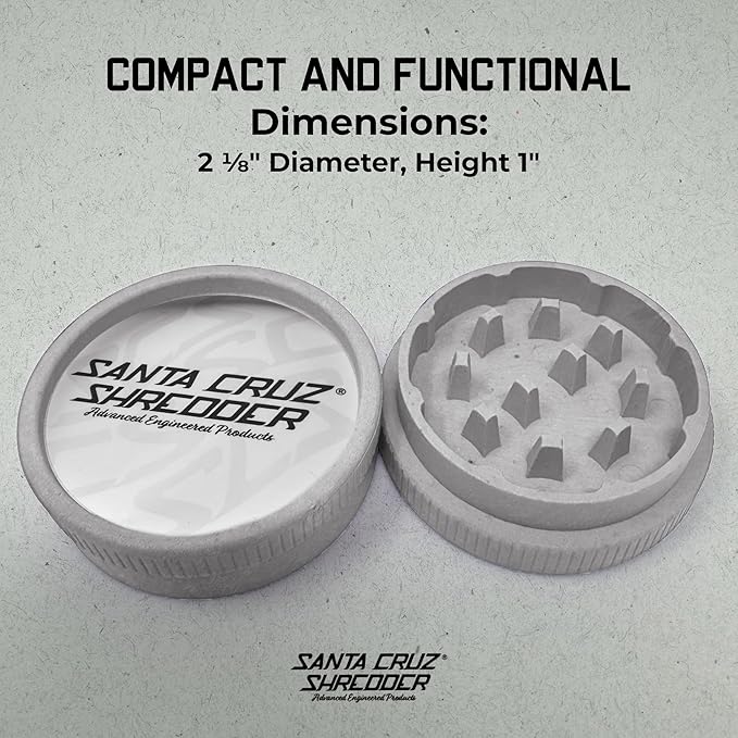 Santa Cruz Shredder Grinder for Herbs Knurled Top for Stronger Grip 2-Piece Medium 2.2 (Grey)