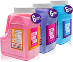 The Candery Cotton Candy Floss Sugar 6lbs 96oz jars- 3 Pack Strawberry, Raspberry Blue and Grape Easy Pour Easy Grip Reusable Jars