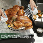 COOKER KING Stainless Steel Nonstick Roasting Pan with Rack, 18.27x14.84 Inch Roaster Pan for 25 lb Turkey & Chicken, Oven Safe Up to 900°F, Compatible with All Cooktops (Rectangular, Large)