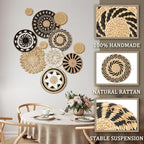 Tatuo 11 Pcs Boho Wall Basket Decor Bulrush Woven Wall Hanging Art Round Farmhouse Rustic Handmade Wicker for Summer Home, Bedroom, Living Room, Kitchen Decorations, Multi Sizes(Boho)