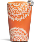 Tea Forte Double-Walled Ceramic Kati Cup, Removable Stainless Steel Infuser Basket and Lid, Steeps 12 oz Loose Leaf Tea, Dishwasher & Microwave Safe, Gifts for Mom, Chakra