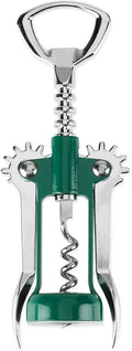 True Soar Winged Corkscrew Wine Opener Manual, Heavy Duty Stainless Steel Cork Openers in Chrome Finish Home Bar Accessories Bar Tools, Set of 1 Green