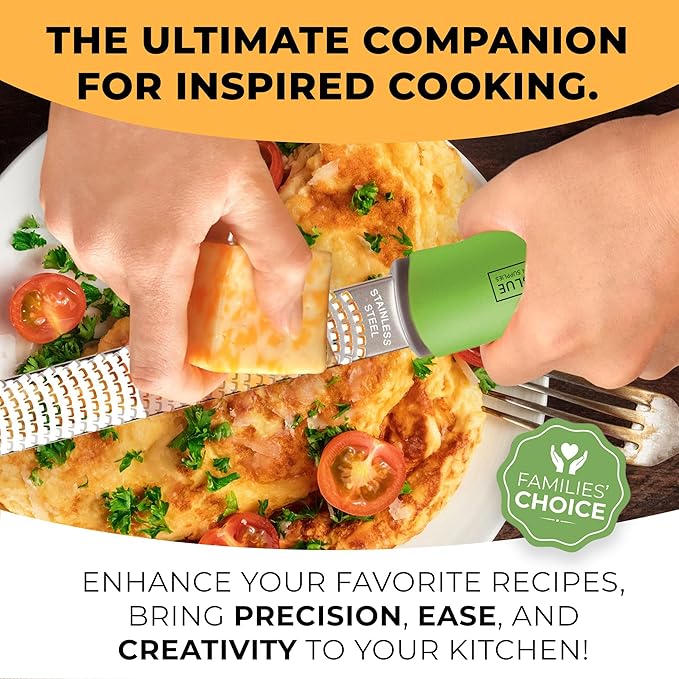 Orblue Lemon Zester & Cheese Grater - Premium Citrus Zester, Kitchen Grater for Parmesan, Chocolate, Fruits, Vegetables, Ginger, Garlic, Nutmeg - Stainless Steel Blades with Protective Cover, Green
