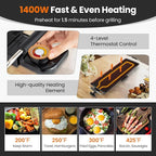 Nightcore 27" Large Electric Griddle, Teppanyaki Grill w/Adjustable Thermostat, Insulated Handles, Drip Tray & Nonstick Surface, Pancake Griddle, Indoor Outdoor Tabletop BBQ Grill for Party Camping