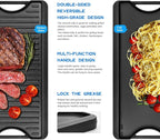GGC Cast Iron Reversible Griddle, 2-in-1 Griddle Pan for Gas Stove Tops, Gas Grills and Camping, 20 x 10.5 Flat and Ribbed Griddle Plate for Indoor and Outdoor Cooking