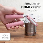 Zulay Kitchen Heavy Duty Stainless Steel Can Opener Manual with Bottle Opener - Rust Proof Manual Can Opener With Turn Knob & Comfy Soft Grip Handles - Pink