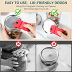 2 Pack Canning Jar Opener with Magnets, Mason Jar Opener For Canning Lids, Regular and Wide Mouth Lids, Powerful Magnet for Easy Refrigerator Storage, Releases Vacuum Seal– Patent Pending(Red)
