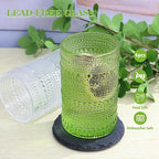 Hobnail-Drinking Glasses 13oz Vintage Glassware Sets Cocktail Juice Glasses Set of 6, Light Green
