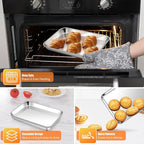 Homikit 2 Pack Baking Sheet, 10 x 8 Inch Stainless Steel Cookie Tray Set for Cooking Toasting, Small Metal Toaster Oven Baking Pan Non Stick, Rustproof & Mirror Finish, Dishwasher Safe