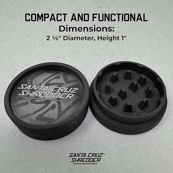 Santa Cruz Shredder Grinder for Herbs Knurled Top for Stronger Grip 2-Piece Medium 2.2 (Black)