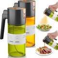 OURCABECUE Upgrade 2 in 1 Oil Sprayer for Cooking, 17oz Light-Blocking Glass Olive Oil Dispenser Bottle for Kitchen (Green+Brown Bottle-Black 2PACK)