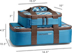 Rachael Ray Lugger Duo, Insulated Casserole Carrier for Hot or Cold Food, Thermal Lasanga Lugger Tote for Pockluck, Parties, Picnic, and Cookouts, Fits 9" x 13" Baking Dish, Blue Plaid
