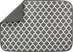 S&T INC. Dish Drying Mat XL, 18” x 24”, Absorbent Microfiber Kitchen Counter Mat, Dish Drying Pad for Dishes, Utensils, Pots and Pans, Extra Large, Pewter Grey Trellis
