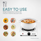 AROMA® 6" Single Burner Hot Plate, Compact & Portable with Temperature Control, White (AHP-511)