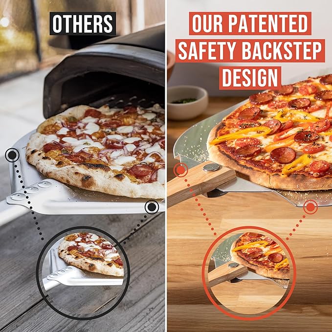 Chef Pomodoro Aluminum Metal Pizza Peel with Foldable Wood Handle for Easy Storage, Pizza Spatula, Gourmet Luxury Pizza Paddle for Baking Homemade Pizza Bread (12 inch)