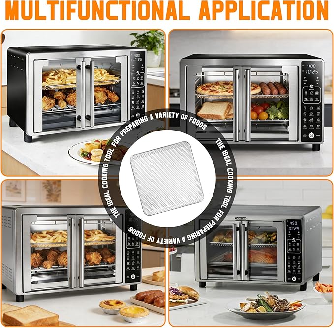 Air Fryer Basket Replacement Compatible with Gourmia GTF7655 GTF7460 GTF7465 GTF7520, Toaster Oven Accessory Parts(Oven with 17 Cooking Presets)Fit for 24L Capacity 1700W French Door Digital Air Fryer